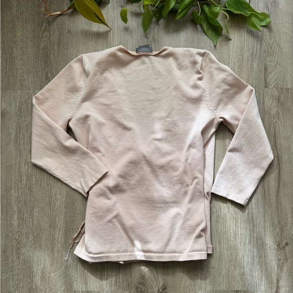 Vintage y2k Light Pink Beige Faux Wrap top with 3/4 Sleeves and Beaded detail - Picture 6 of 7